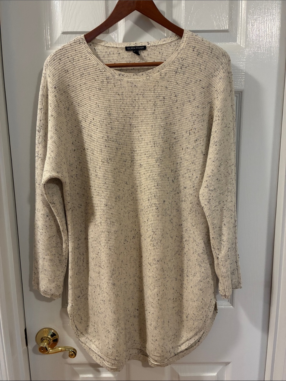 Eileen Fisher Organic Cotton Medium sweater Cream Flecked Scoopneck Tunic